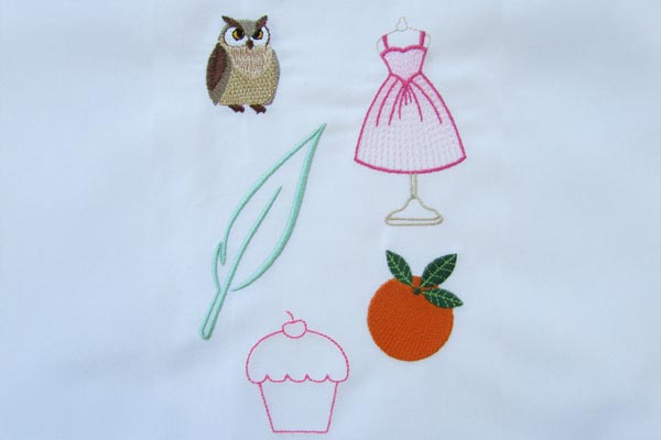 Motifs simples brodeés avec la Janome Memory craft 500e