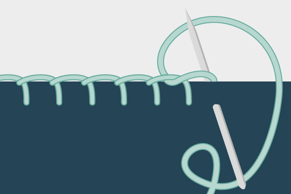 Point de feston cousu à la main