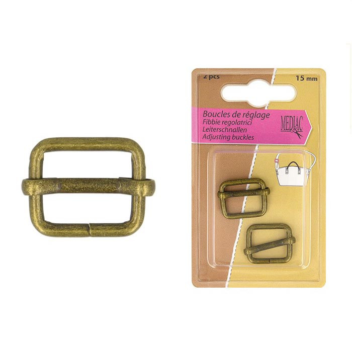 Boucles réglage lanière 15mm or antique Boucles réglage lanière 15mm or antique