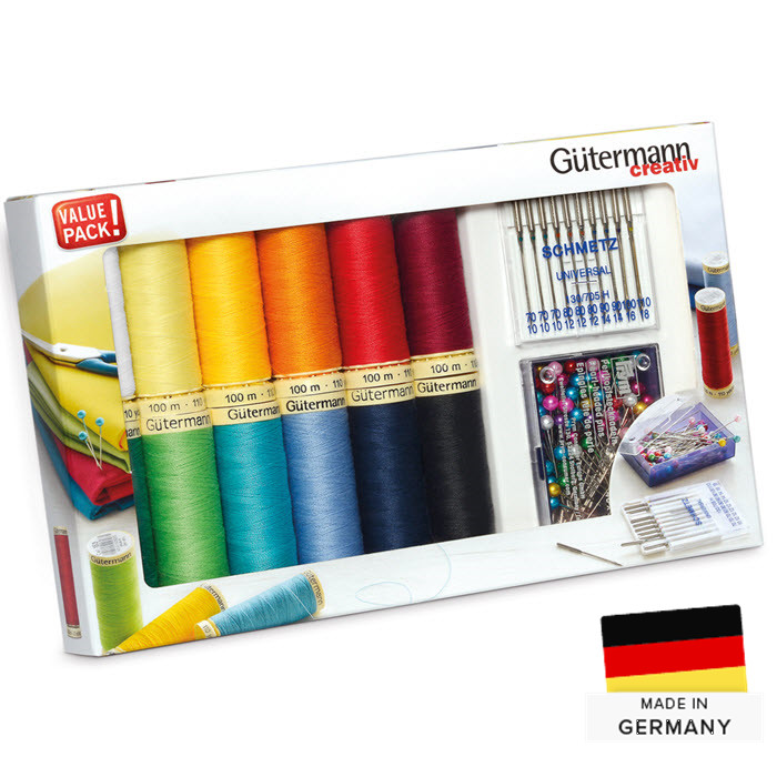 Box de 12 fils à coudre et aiguilles Box de 12 fils à coudre et aiguilles