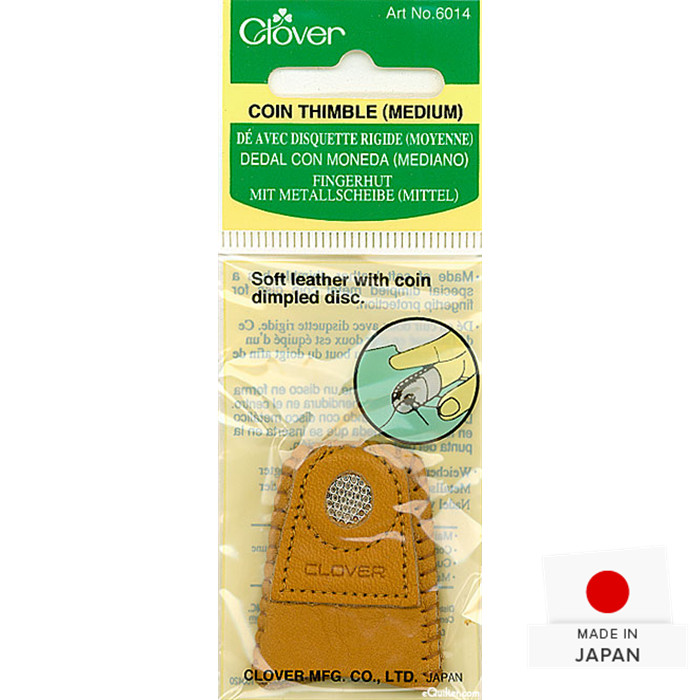 Dé à coudre moyen en cuir avec disquette Clover Dé à coudre moyen en cuir avec disquette Clover