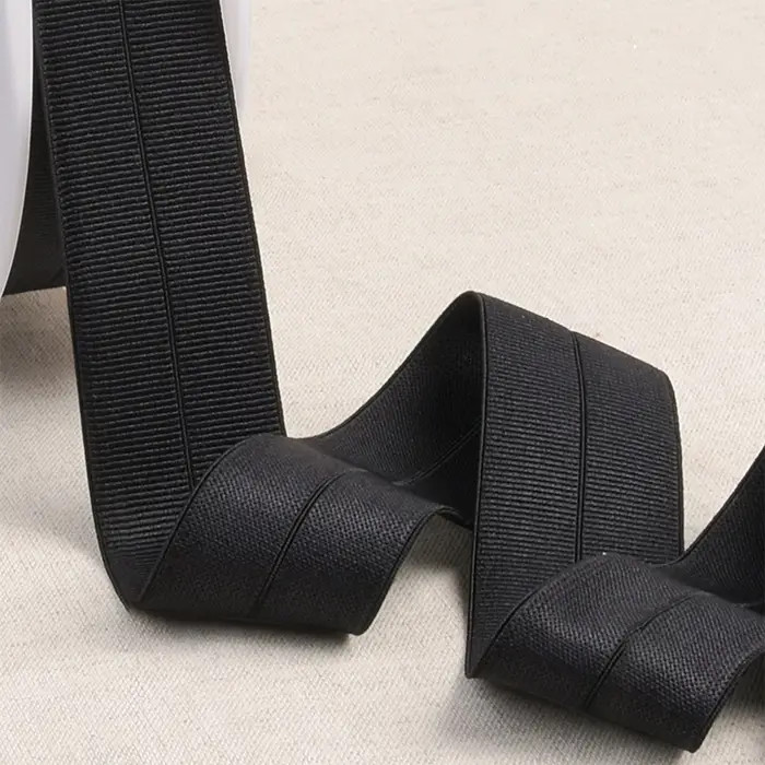 Elastique pré plié gros grain 30mm noir au mètre Elastique pré plié gros grain 30mm noir au mètre