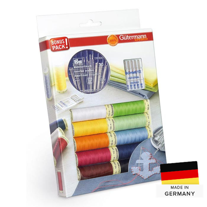 Kit 10 fils à coudre 100m avec aiguilles Kit 10 fils à coudre 100m avec aiguilles