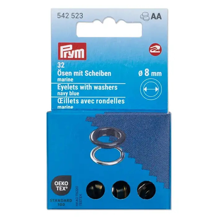 Oeillets et rondelles 8mm bleu foncé Prym Oeillets et rondelles 8mm bleu foncé Prym