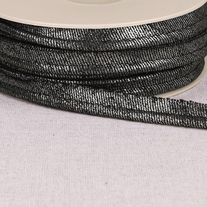 Passepoil jean métallisé 12mm noir au mètre Passepoil jean métallisé 12mm noir au mètre