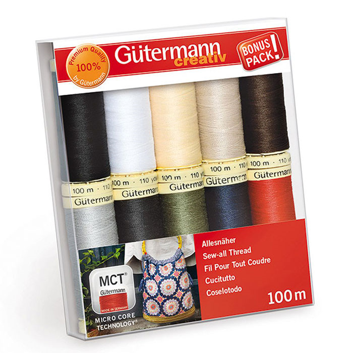 Set de 10 fils à coudre Polyester 100m Gütermann Set de 10 fils à coudre Polyester 100m Gütermann