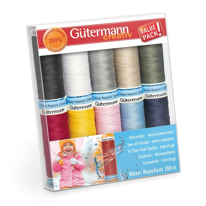 Set de 10 fils à coudre100m hydrofugé GUTERMANN Set de 10 fils à coudre100m hydrofugé GUTERMANN