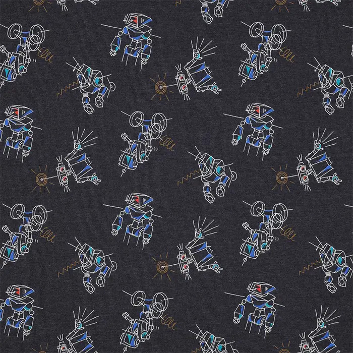 Tissu jersey robots 148cm par 50cm Tissu jersey robots 148cm par 50cm