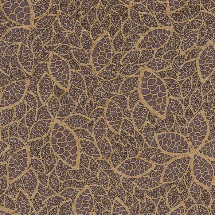 Tissu liège "Feuilles mauves" 66cm par 50cm Tissu liège "Feuilles mauves" 66cm par 50cm